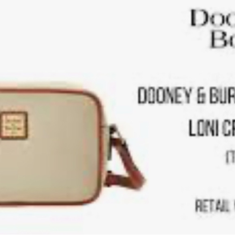 Dooney & Bourke Pebbled Leather Beige and Brown Crossbody Bag with Dust Bag. Y2K